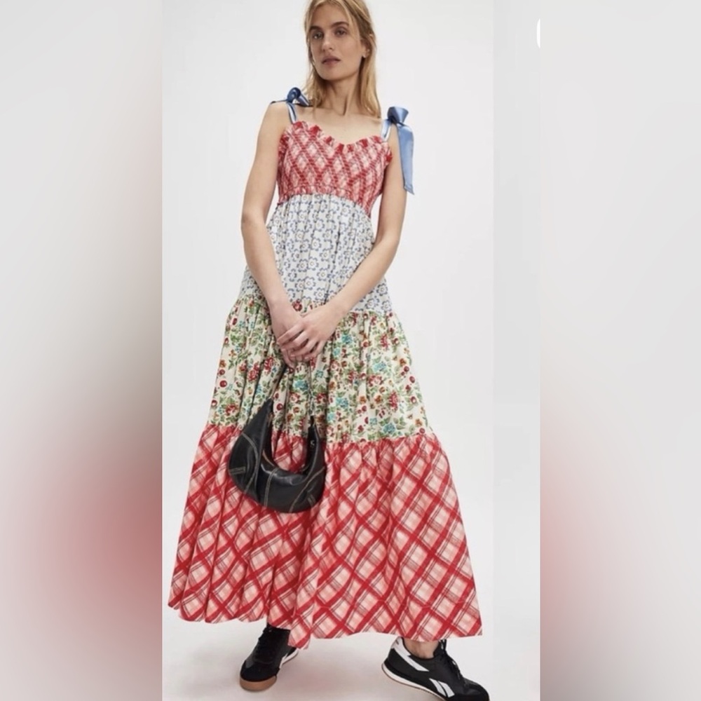 FREE PEOPLE Bluebell Mixed Print Cotton Maxi Dress - Picture 3 of 17